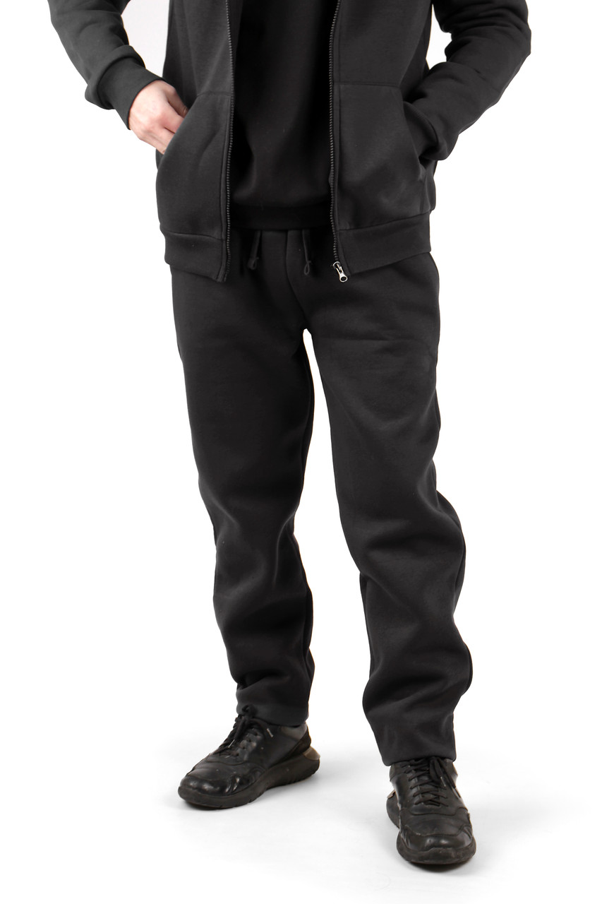 Чоловічі штани чорні на флісі зима 2XL