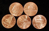 Набор монет США 1 цент 2009 г. - 2016 г. ( 5 шт ) Линкольн