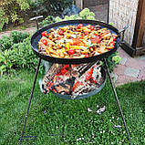 Сковорода садж з борони 50 см з підвіскою для дров Сковорідка туристична для вогнища, фото 5
