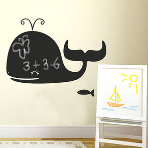 Щільна наклейка для малювання крейдою Кит (море, дельфін, тварина, риба)