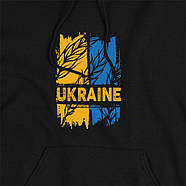 Худі чорний унісекс патріотичний дизайн "УКРАИНА - UKRAINE"  / худі національна символіка, фото 2