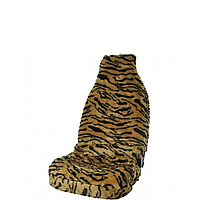 Универсальные меховые чехлы для авто сидений полный комплект перед+зад черно-коричневый тигр