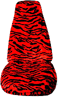 Универсальные меховые чехлы для авто сидений полный комплект перед+зад черно-красный тигр
