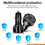 Зарядний пристрій для телефону від прикурювача автомобіля QC3.0 USB зарядка для смартфону в авто, фото 5