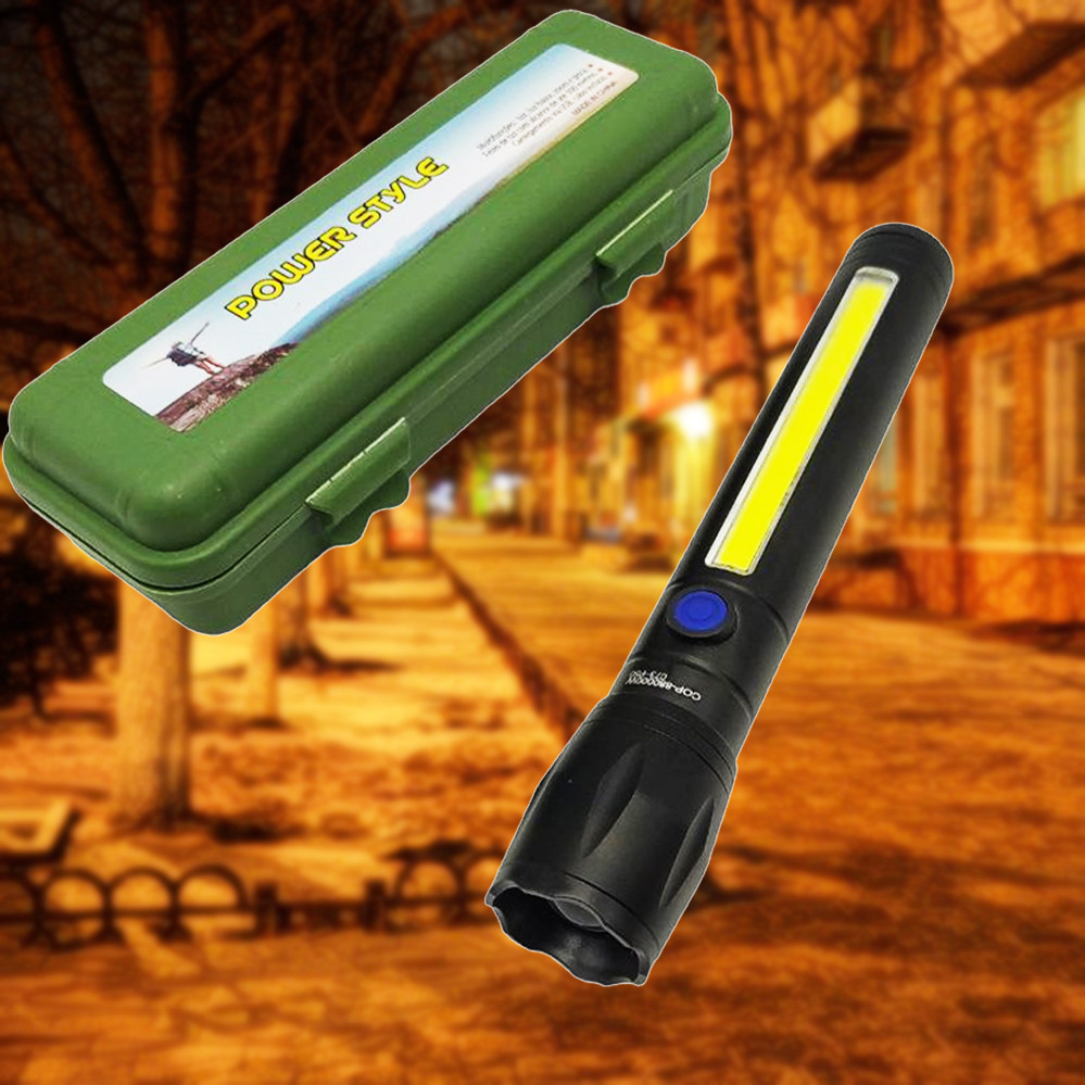Ліхтар ручний BL-C73 компактний акумуляторний світлодіодний USB ліхтарик у кейсі з фокусуванням променя