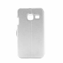 Кожаный чехол книжка для Samsung Galaxy J1 mini Duos SM-J105 белый, фото 6