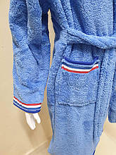 Халат для хлопчика махровий з капюшоном, поясом та кишенями Тм Zeron Туреччина блакитний