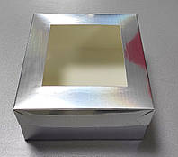 Коробка кондитерская с окном 170*170*90 в серебре