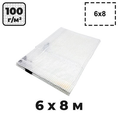 Тент прозорий армований 6х8 м, 100 г/м2, поліпропіленовий тент з люверсами