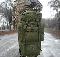 Тактичний рюкзак олива військовий 70-85 л армійський ЗСУ військовий ранець речовий похідний ранець кордура