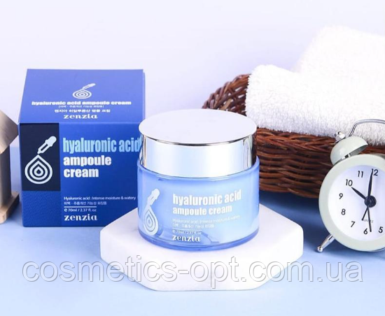 Ампульний крем для обличчя з гіалуроновою кислотою Zenzia Hyaluronic Acid Ampoule Cream, 70 мл
