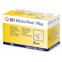 Микро Файн (BD Micro-Fine Plus) U40, 1 мл, 30G 0,30 x 8 mm, игла инсулиновая, 100 шт.