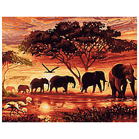 Картина по номерам Слоны в саванне 40 х 50 Brushme BS5189