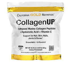 California Gold Nutrition CollagenUP морський гідролізований колаген гіалуронова кислота й вітамін С без добавок 464 г