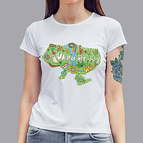 Патріотична жіноча футболка з поштовою маркою Російський військовий корабель іди нах*й, біла