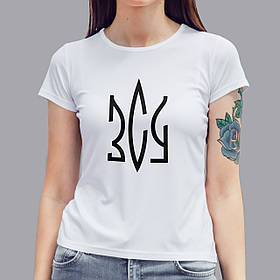 Патріотична жіноча футболка ЗСУ, біла
