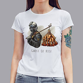 Патріотична жіноча футболка з Привідом Києва, біла