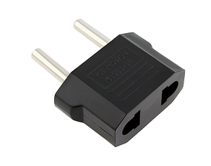 Перехідник AC з євро, американської вилки на звичайну розетку (товста ніжка) чорний новий