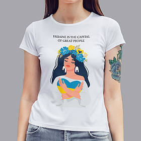 Патріотична жіноча футболка Great people, біла