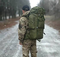 Тактический рюкзак 75л-80 литров олива крепкий походный военный рюкзак ЗСУ армейский вещевой рюкзак кордура