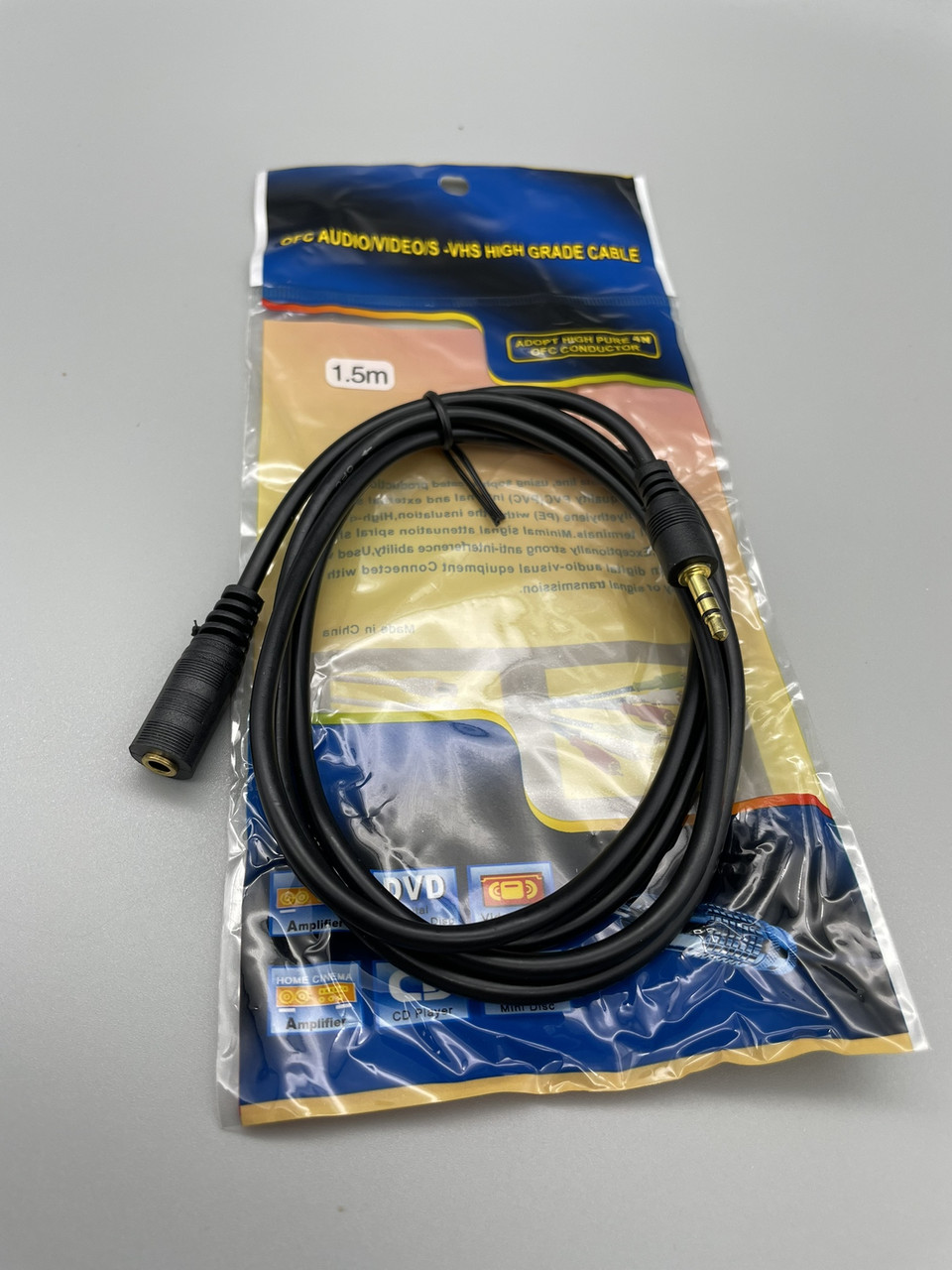 Кабель 3.5mm jack-MF 1.5м для навушників колонок аудіо пристроїв пакет BF