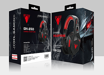 Ігрові навушники JEDEL GH233 провідні з мікрофоном USB та 3.5mm світлодіодне підсвічування BF, фото 3