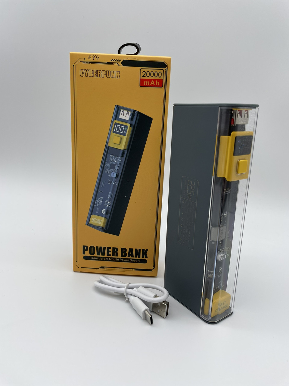 Павербанк 20000mAh зовнішній акумулятор Li-Pol з LED дисплеєм USB-C чорний BF