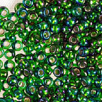 Бисер 57129 Чешский Preciosa 10/0, Прозрачный радужный TR, Цвет: Зеленый, Круглый