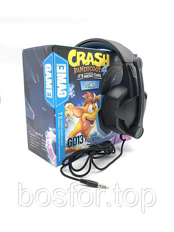 Ігрові дротові навушники CRASH Pro G013 з мікрофоном і високою звукоізоляцією чорні BF, фото 1