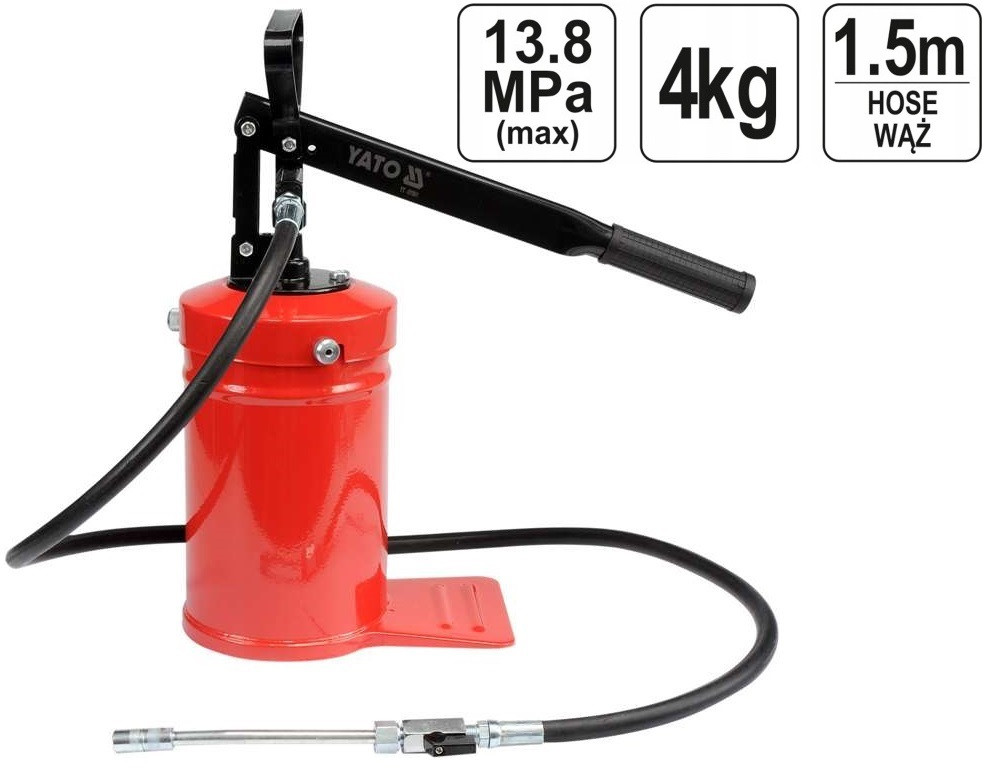 Шприцювач Для Мастила 4 л Помпа Для Солідолу YATO (YT-07061)