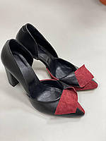 Женские туфли на каблуке красные натуральная кожа только отшив