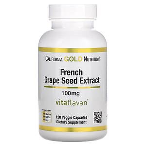 Екстракт виноградних кісточок California Gold Nutrition French Grape Seed Extract 100 мг 120 капс.