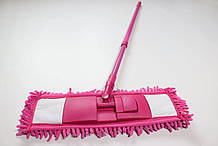 Швабра-лапша 40х10 рожева для підлоги та стін рожева з пластиковою ручкою висувна телескопічна