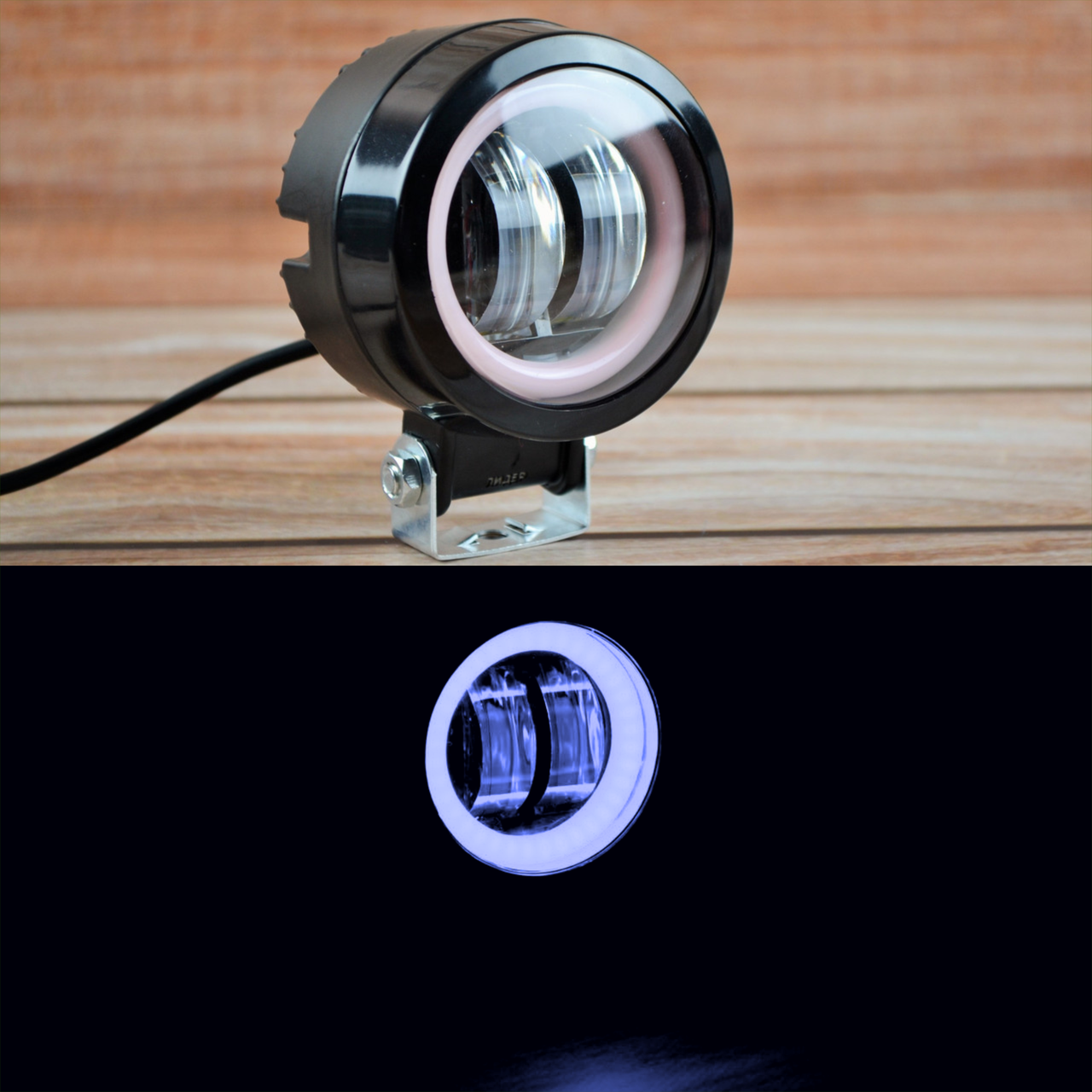 LED фара 20Вт кругла з Синім ангельським оком Чіткої світловий тіньової кордоном (4057), фото 1