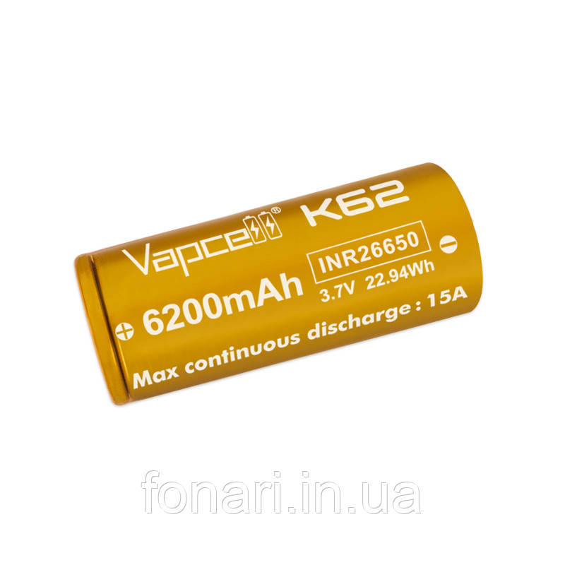 Аккумулятор Vapcell INR26650 K62 Li-Ion 6200 mAh, высокотоковый - фото 3 - id-p823171660