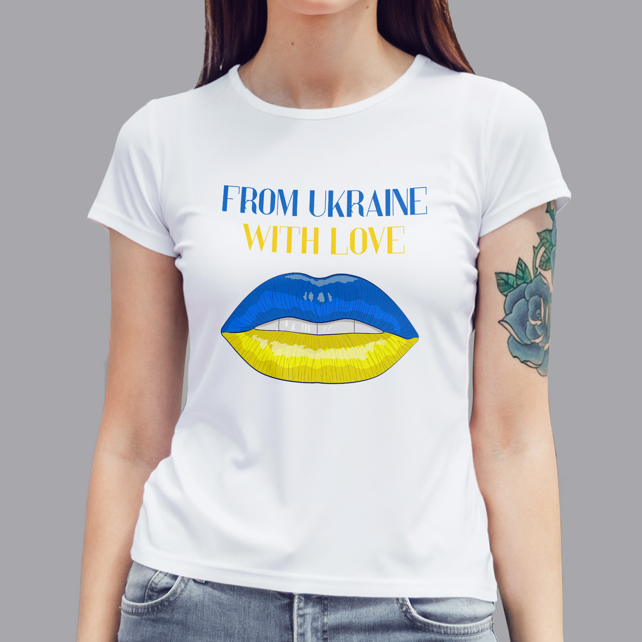 Патріотична жіноча футболка From Ukraine with love, біла