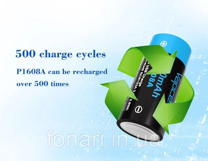 Аккумулятор Vapcell RCR123A (16340) Li-Ion 3.7V 800mAh (P1608A) с зарядкой через micro USB порт, защищенный - фото 6 - id-p435604593