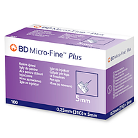 Мікро Файн (BD Micro-Fine Plus) U40, 1 мл, 31G 0,25 x 5 mm. голка інсулінова 10 шт//