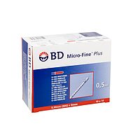 Инсулиновые шприцы U100 (BD Micro-Fine Plus) 0,5 мл 30 г 0,30 x 8 мм, упаковка 100 шт.//