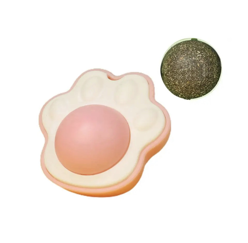 Котяча м'ята іграшка смаколик лизун для котів Лапка рожева, фото 1