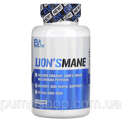 Їжовик  гребінчастий EVLution Nutrition Lion's Mane Mushroom 500 мг 60 капс., фото 2