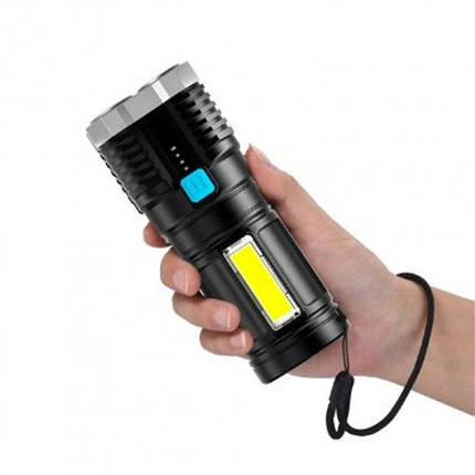 Ліхтарик ручний акумуляторний X509 4LED+COB, фото 3
