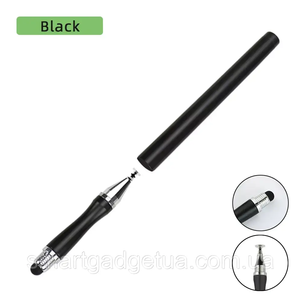 Універсальний Ємнісний Стілус - Ручка 2 в 1 Touch Pen Чорний для телефону сенсорного екрана