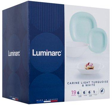 Набір столовий біло-блакитний Luminarc Carine Light Turquoise&White 19 предметів