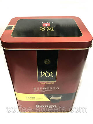 D'or Kaffee Espresso KONGO 1 кг кави в зернах у залізній банці * 6 шт., фото 2