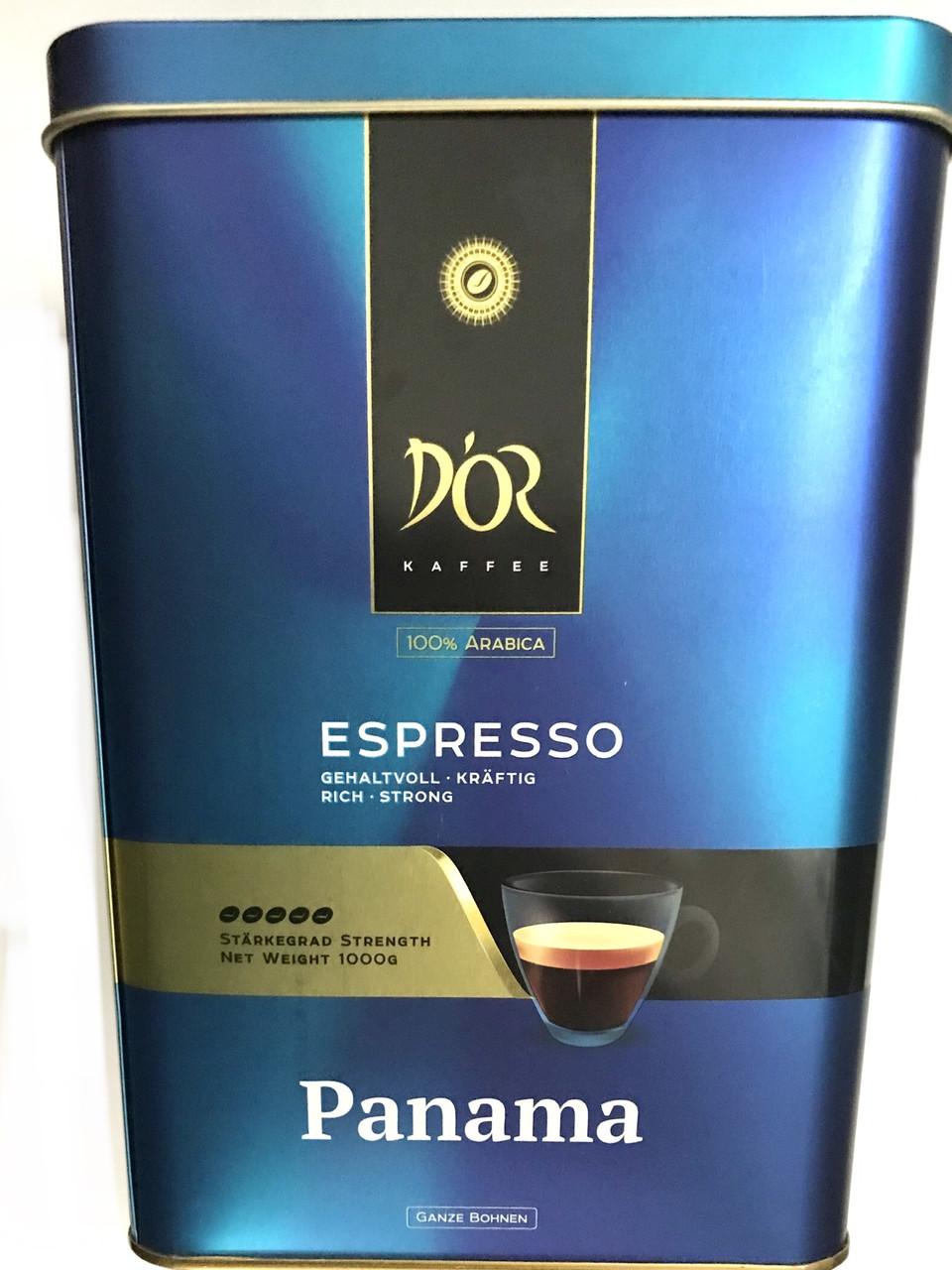 D'or Kaffee Espresso PANAMA 1 кг кави в зернах у залізній банці 6 шт.