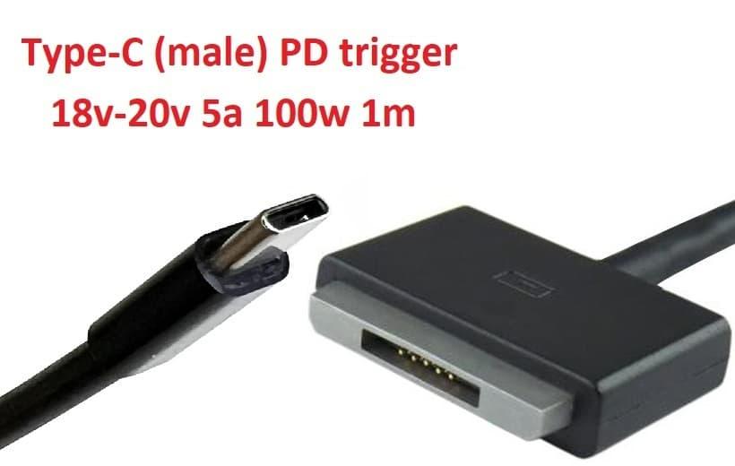 Кабель-перехідник тригер PD 19v Type-C (max 5a, 100w) на Magnetic 5pin TX300 (for Asus) 1m з USB Type-C (male) Power Delivery PD