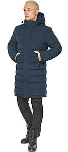 Чоловіча темно-синя зимова куртка з капюшоном на затяжках модель 51801 50 (L)