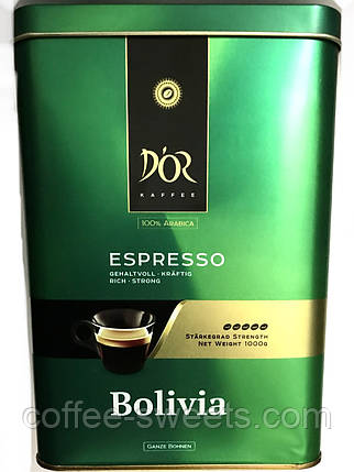 D'or Kaffee Espresso BOLIVIA 1 кг кави в зернах у залізній банці, фото 2