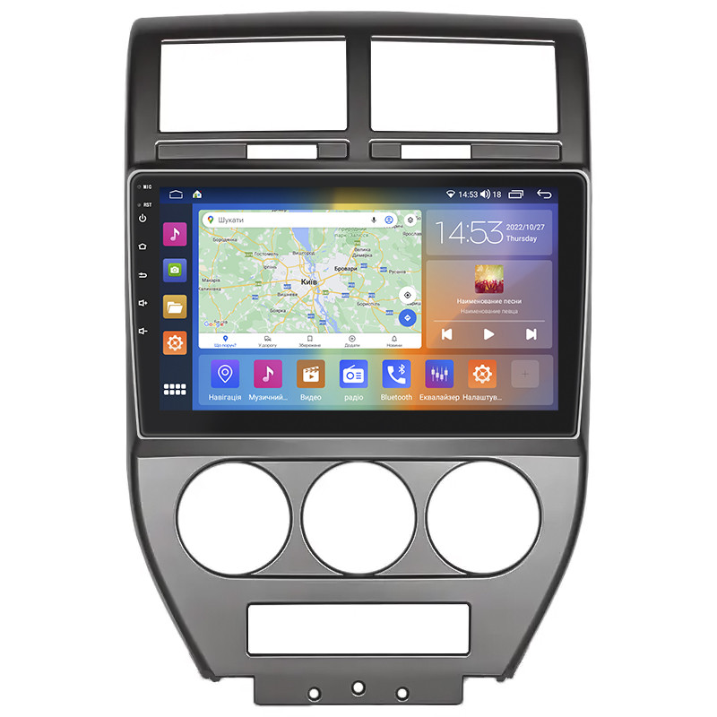 Штатна магнітола Lesko для Jeep Compass I 2006-2010 екран 10" 4/64 Gb CarPlay 4G Wi-Fi GPS Prime Джип 3 шт., фото 1